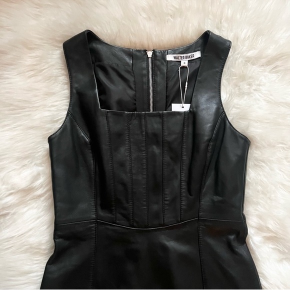 New! WALTER BAKER Corset Leather Mini Dress - Picture 7 of 11